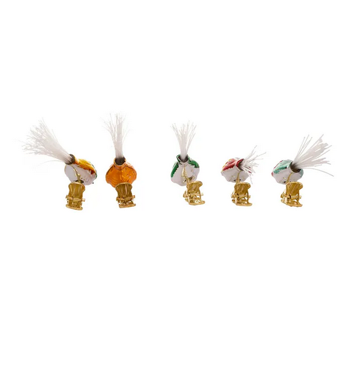 KURT ADLER BOX SET OF 5 EARLY YEARS 4.5" GLASS CLIP-ON BIRD XMAS ORNAMENTS C1929