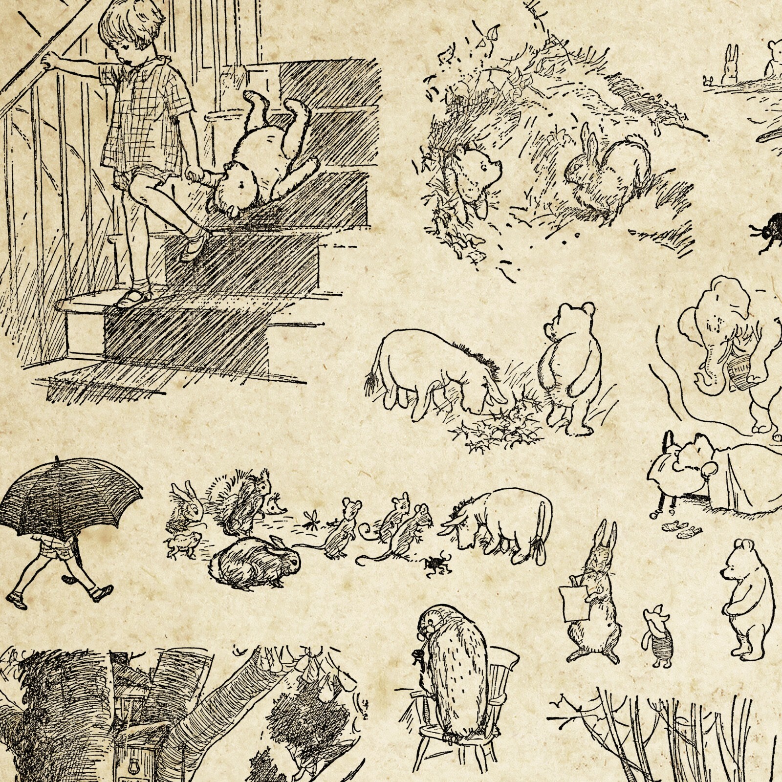 1926 Winnie the Pooh Illustration POSTER! (multiple sizes) - Art - Milne - Draw