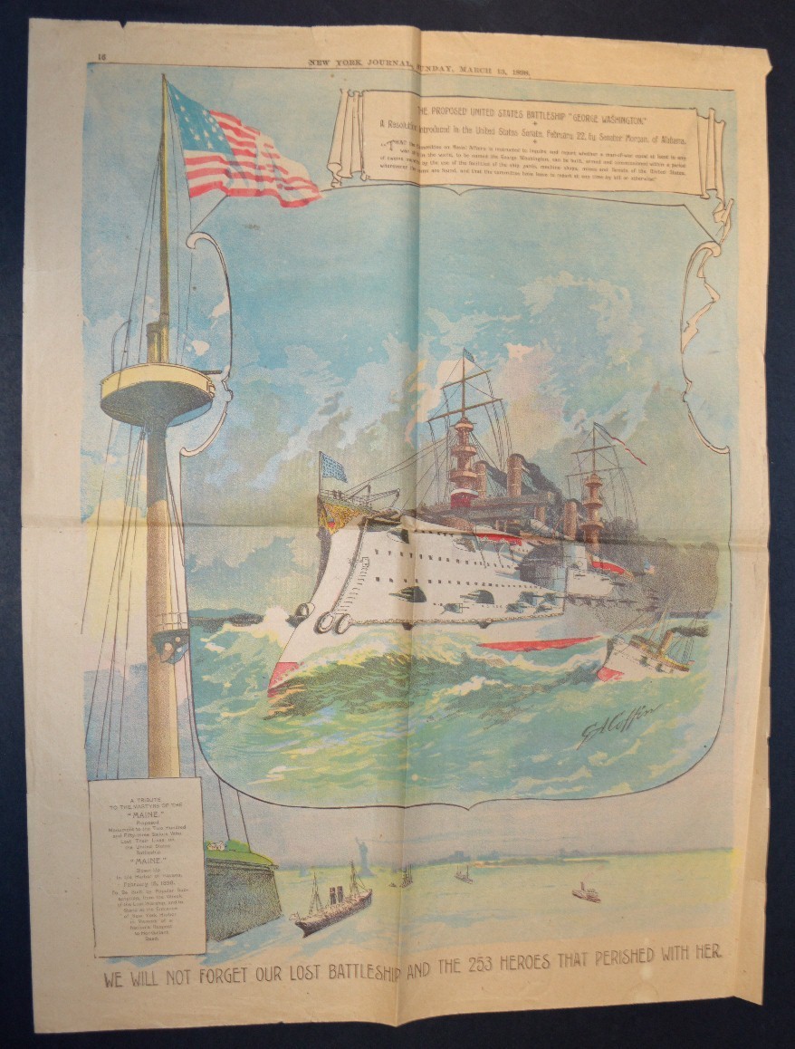 Antique 1898 SPANISH AMERICAN WAR SCRAPBOOK, Huge, Original ! Remember the Maine