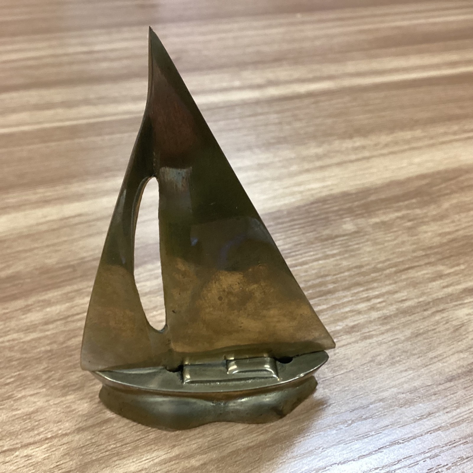 Vintage Decorative Collectible Solid Brass Sail Boat Figurine Sculpture