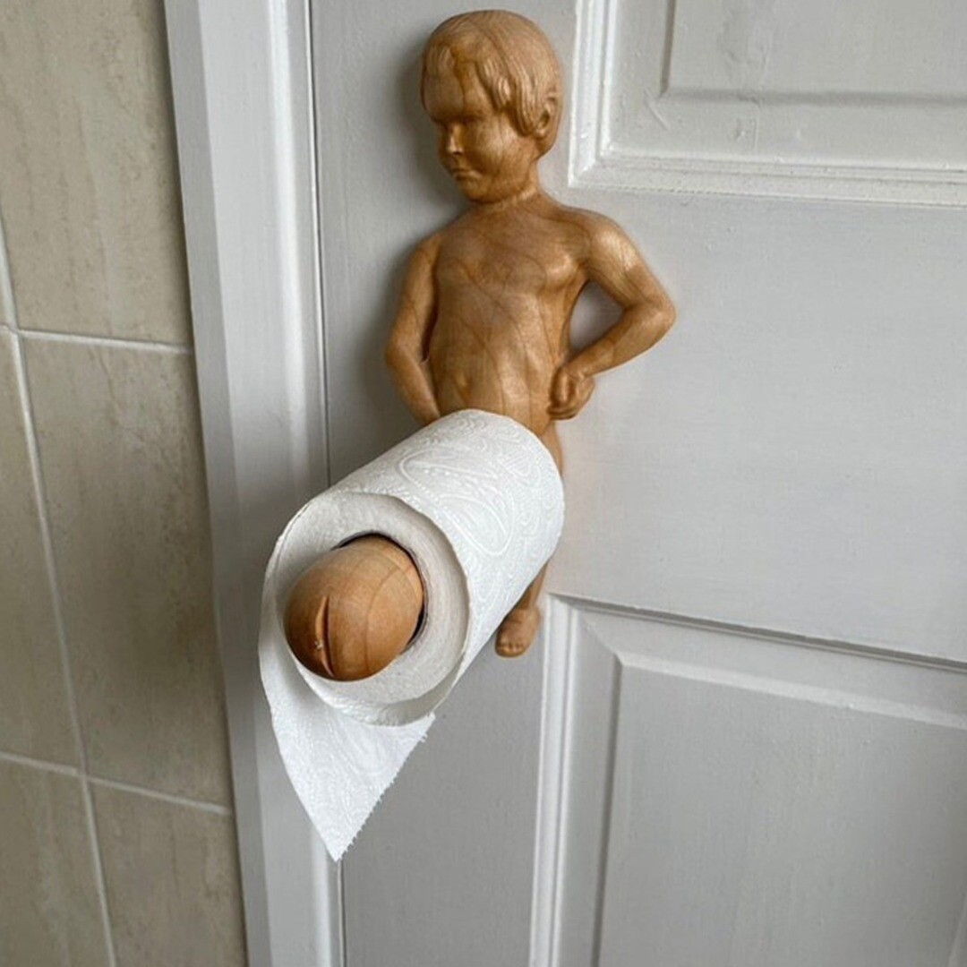 Funny Wood Toilet Paper Holder Roll Tissue Wall Mounted Papers Holder Towel Rack
