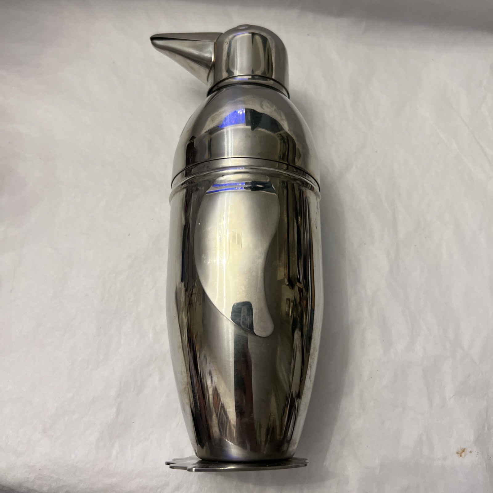 Pier 1 Penguin Cocktail Martini Shaker Art Deco Chrome Stainless Steel 9"