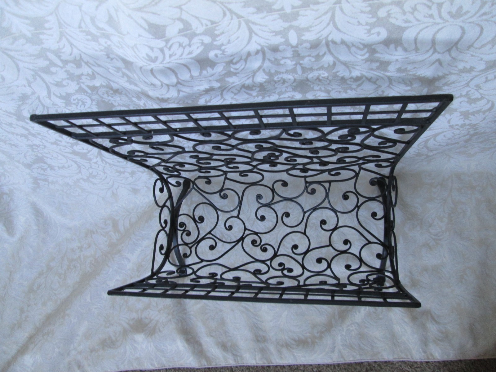 Ornate Wrought iron metal fireplace wood log storage holder bin