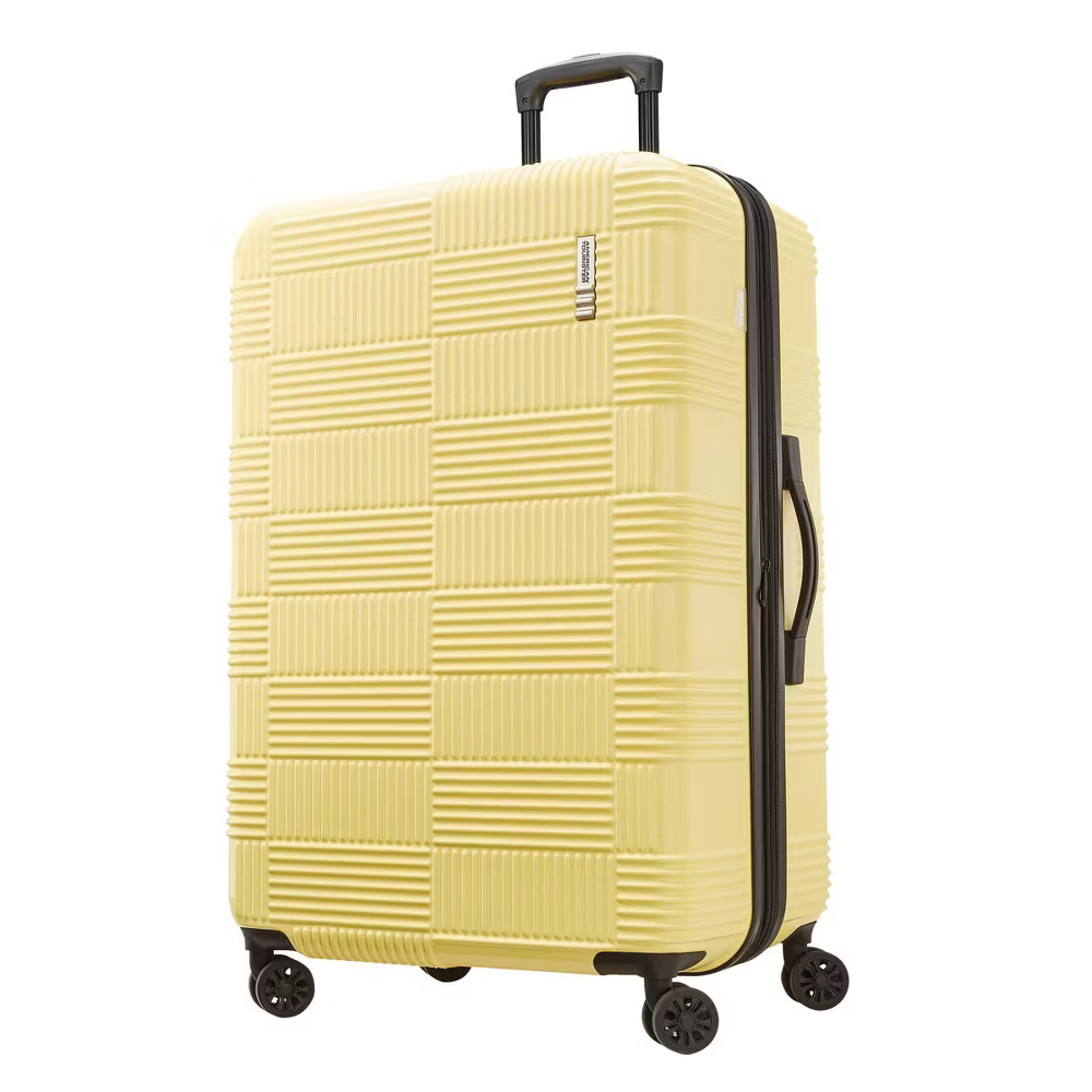 American Tourister Hardside Checked Spinner Suitcase - 28" Yellow