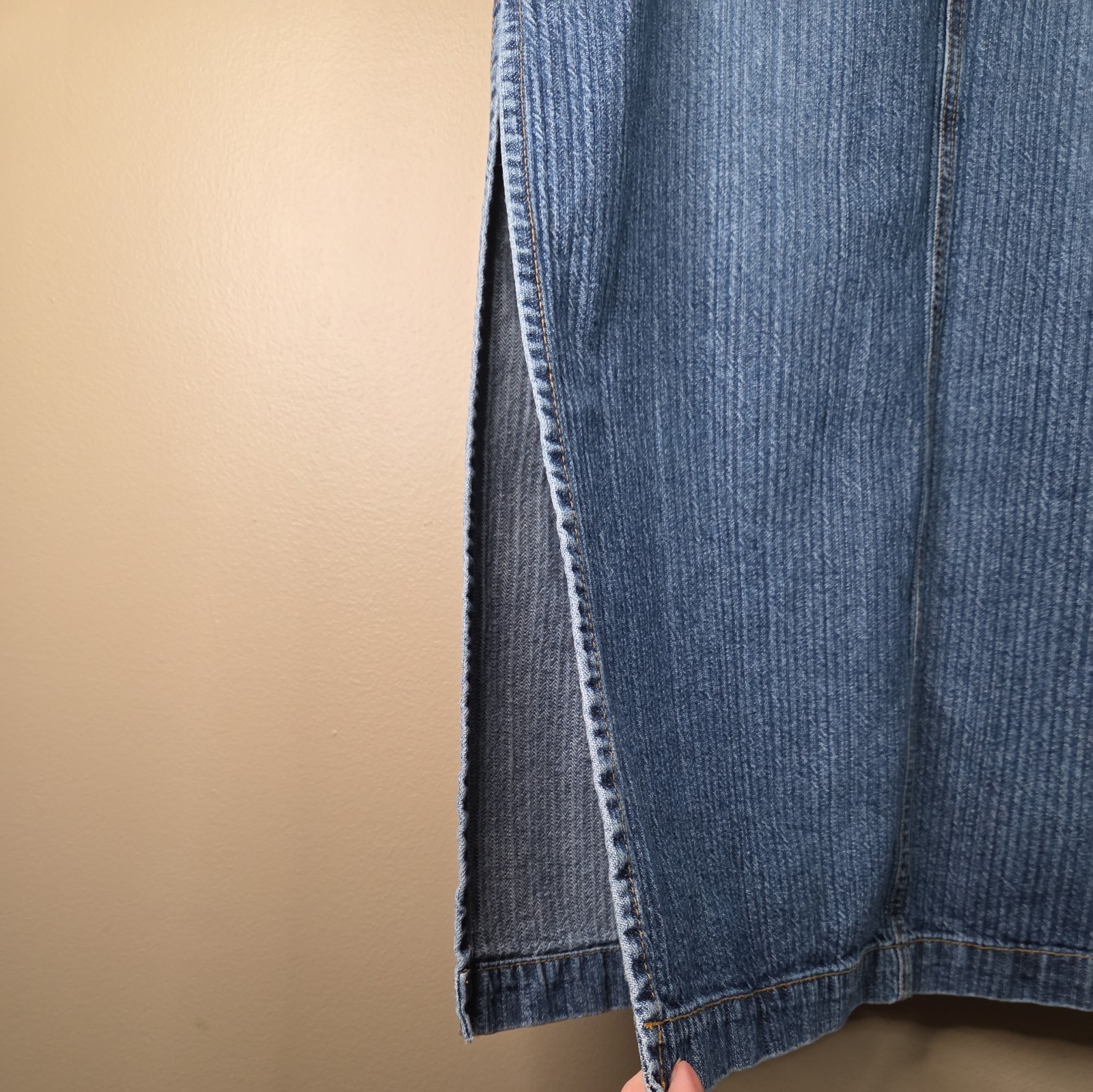 Unionbay Long Slit Denim Skirt Size 5 Juniors Maxi Boho Hipster Hippie Y2K Artsy