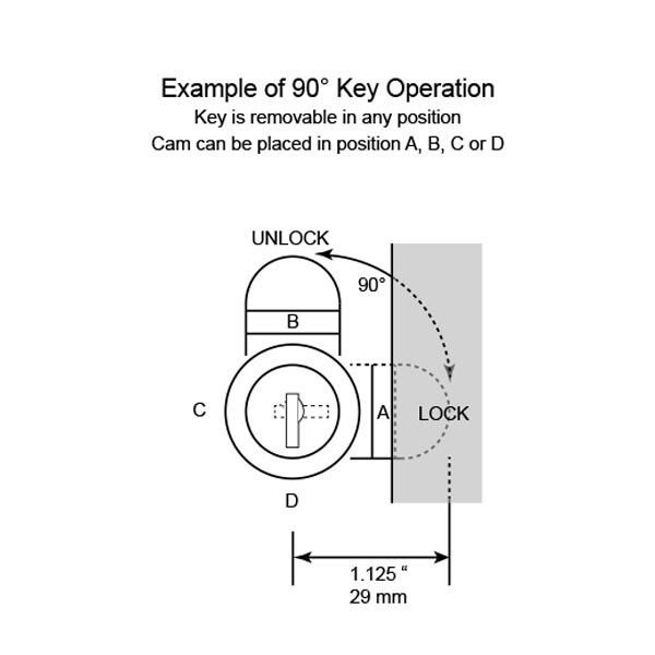 Cam Lock with 2 keys, for Tool Box, File Cabinet Drawer or other Hinged Cover