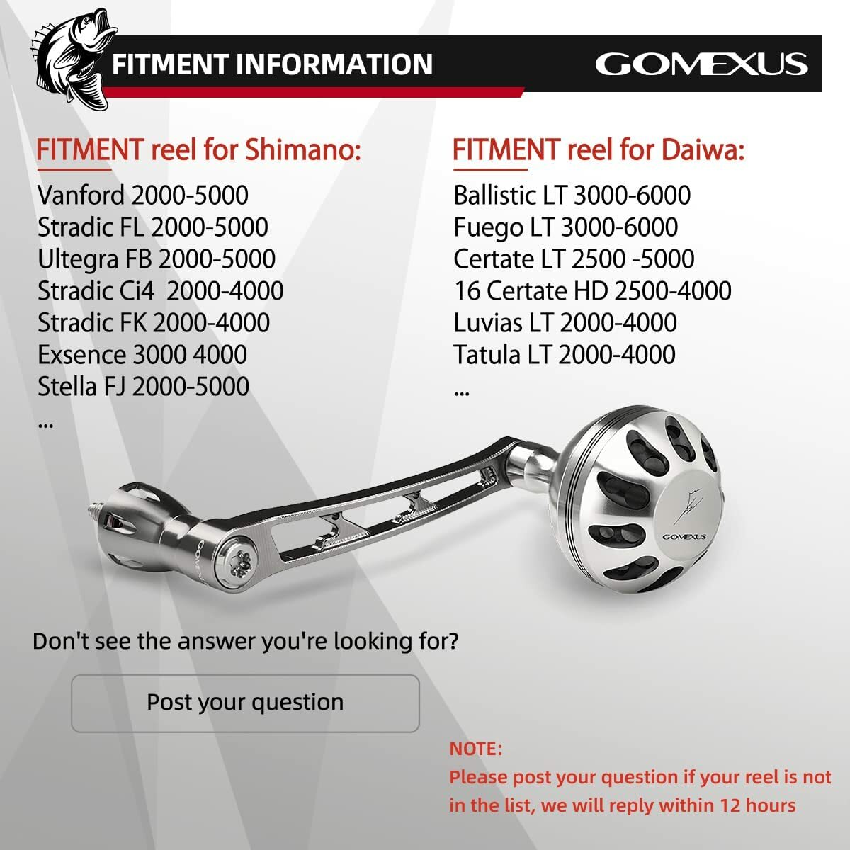 GOMEXUS Power Handle for Shimano Stradic FL Stella 21 Nasci Spinning Reel