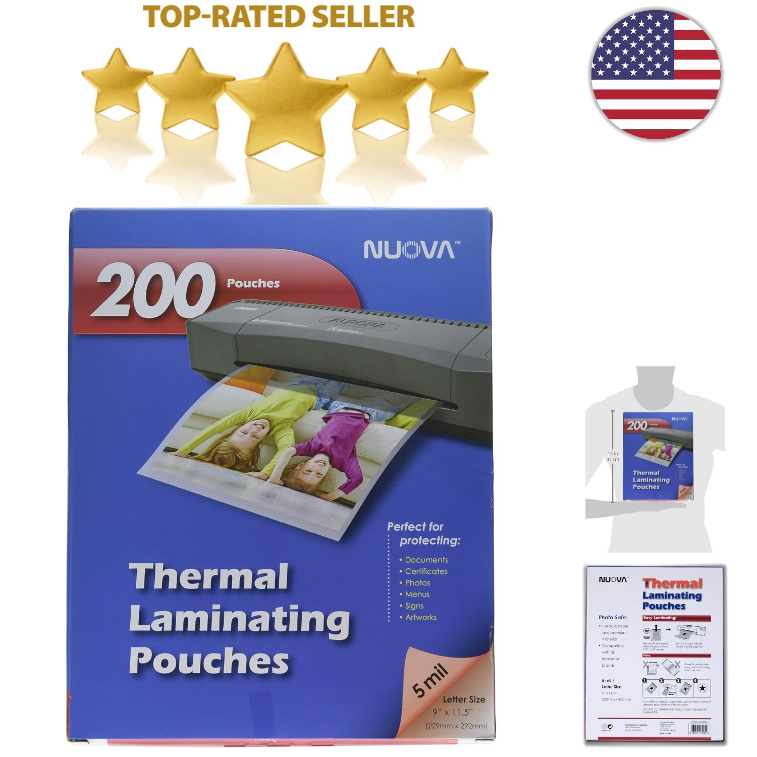 Quality 9x11.5 Inches Laminator Pouches - 200-Pack