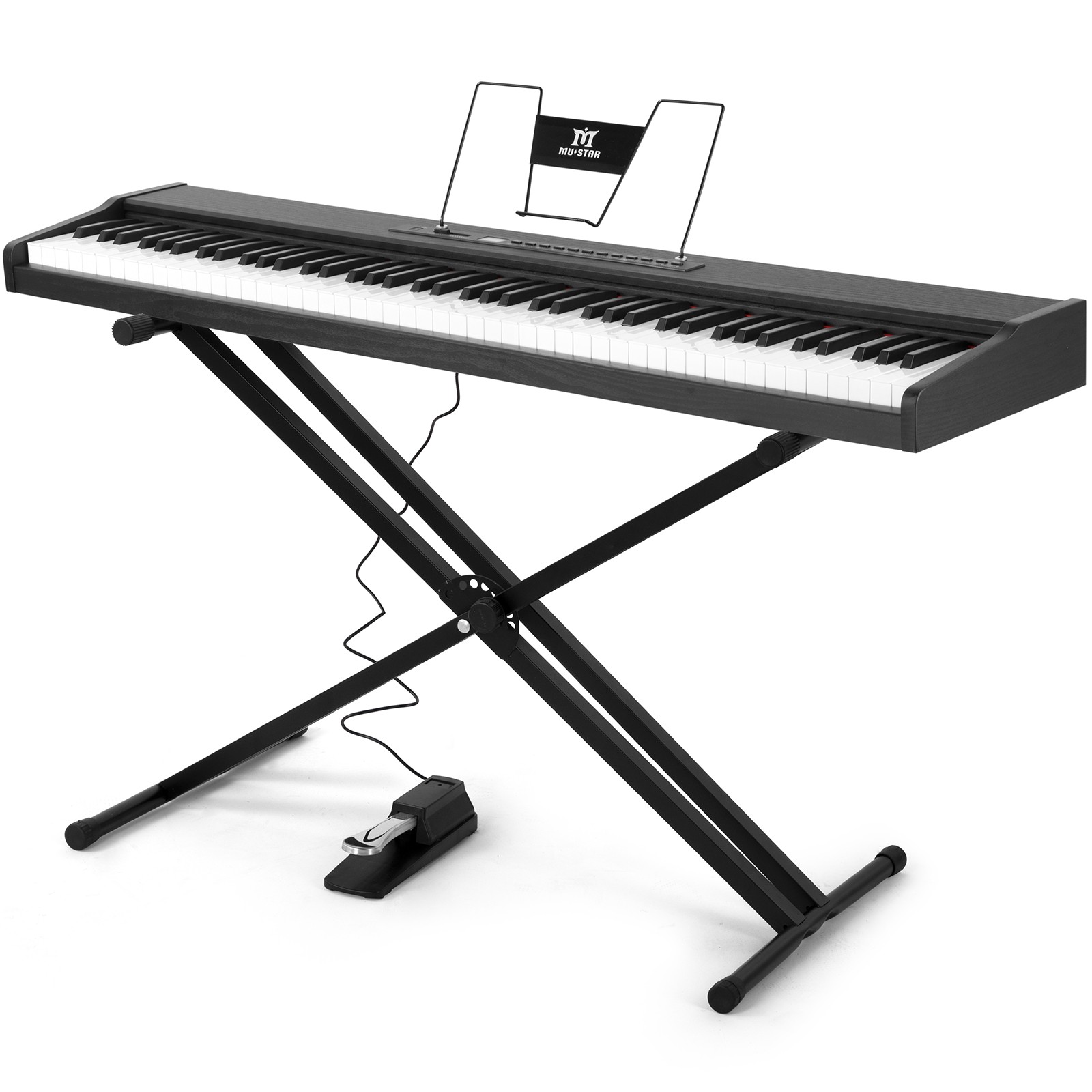 MUSTAR Black 88-Keys Full Size Semi-Weighted Digital Piano Keyboards with Pedal