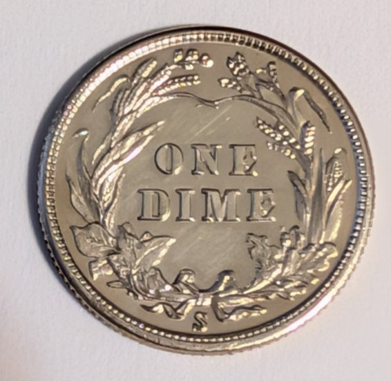 1914 San Francisco Silver Barber Dime. Excellent Condition!