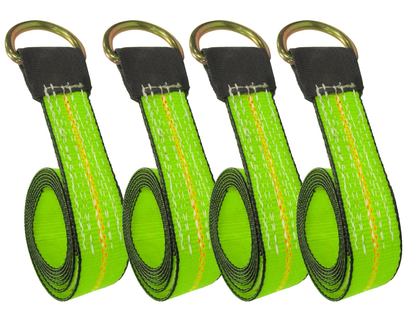 USA 8pc Green 8' Lasso Strap 2" Ratchet w/ Finger Hook Tow Truck Tire Wheel Tie