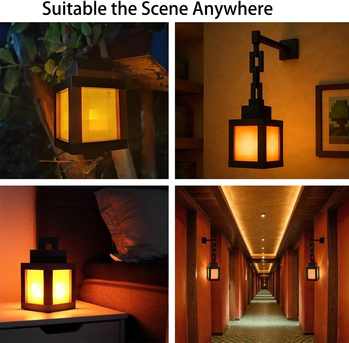 Pixel Night Light Lantern LED Lamp 16 Colors Changing Kids Room Decor Gamer Gift