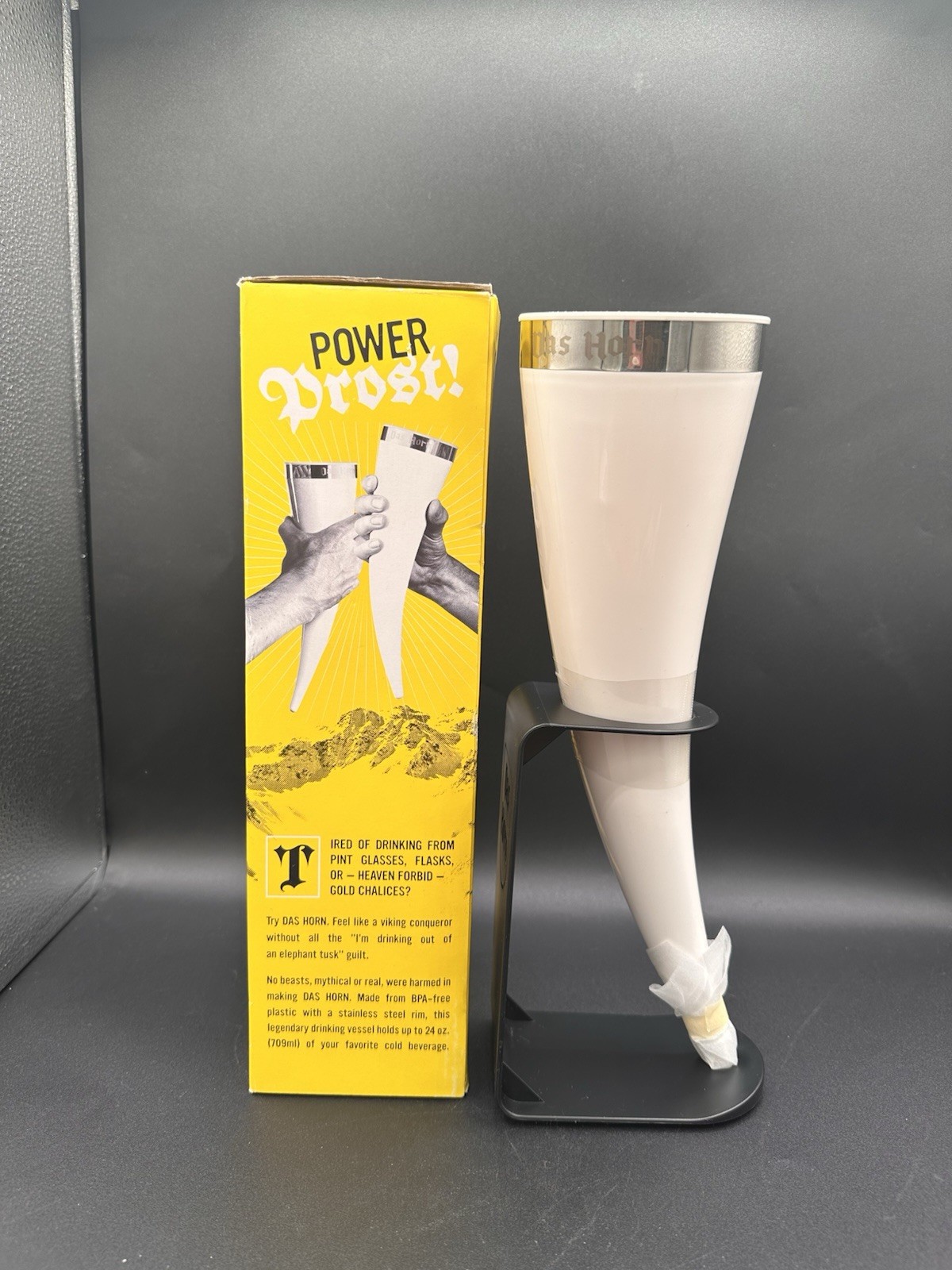 Das Horn VIKING Uber Drinking Vessel 24oz With Holder & Stand New in Open Box