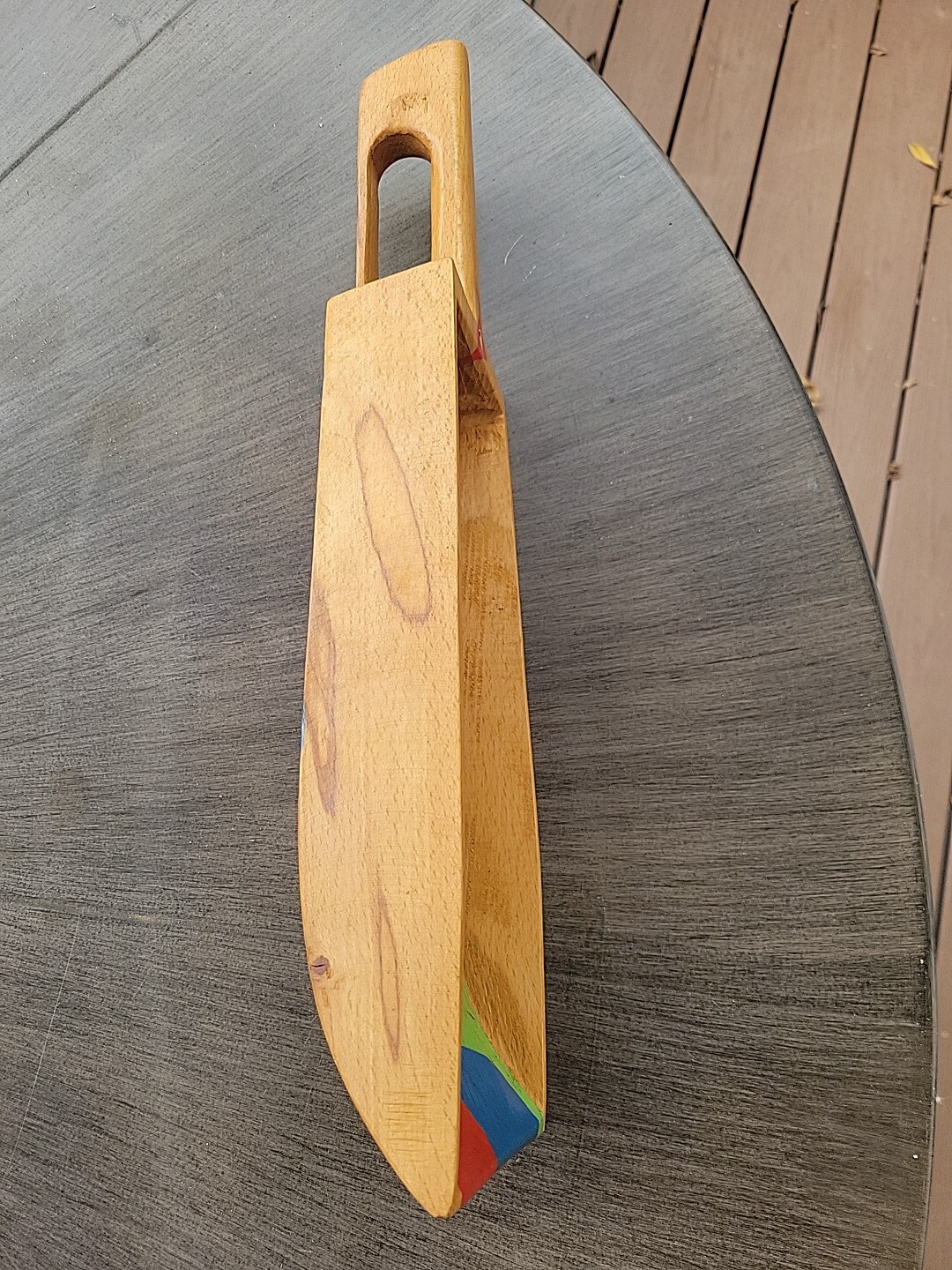 Vtg Folk Art Wooden Tole Grain Flour Scoop Painted Primitive Farm Core READ