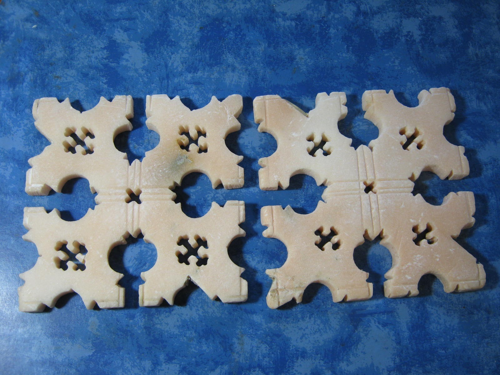 VINTAGE HANDMADE ETHIOPIAN CARVED SOAPSTONE TRIVETS 5" Square
