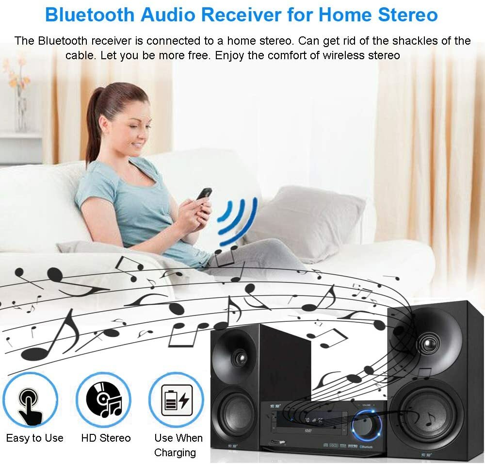 Wireless Bluetooth Receiver AUX 3.5mm Audio Stereo Music Hands Free Car Adapter
