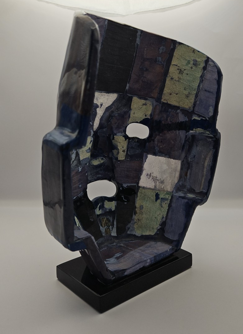 Mexican Mexico Mayan Aztec Death Burial Mask Abalone Stone Figurine Decorative