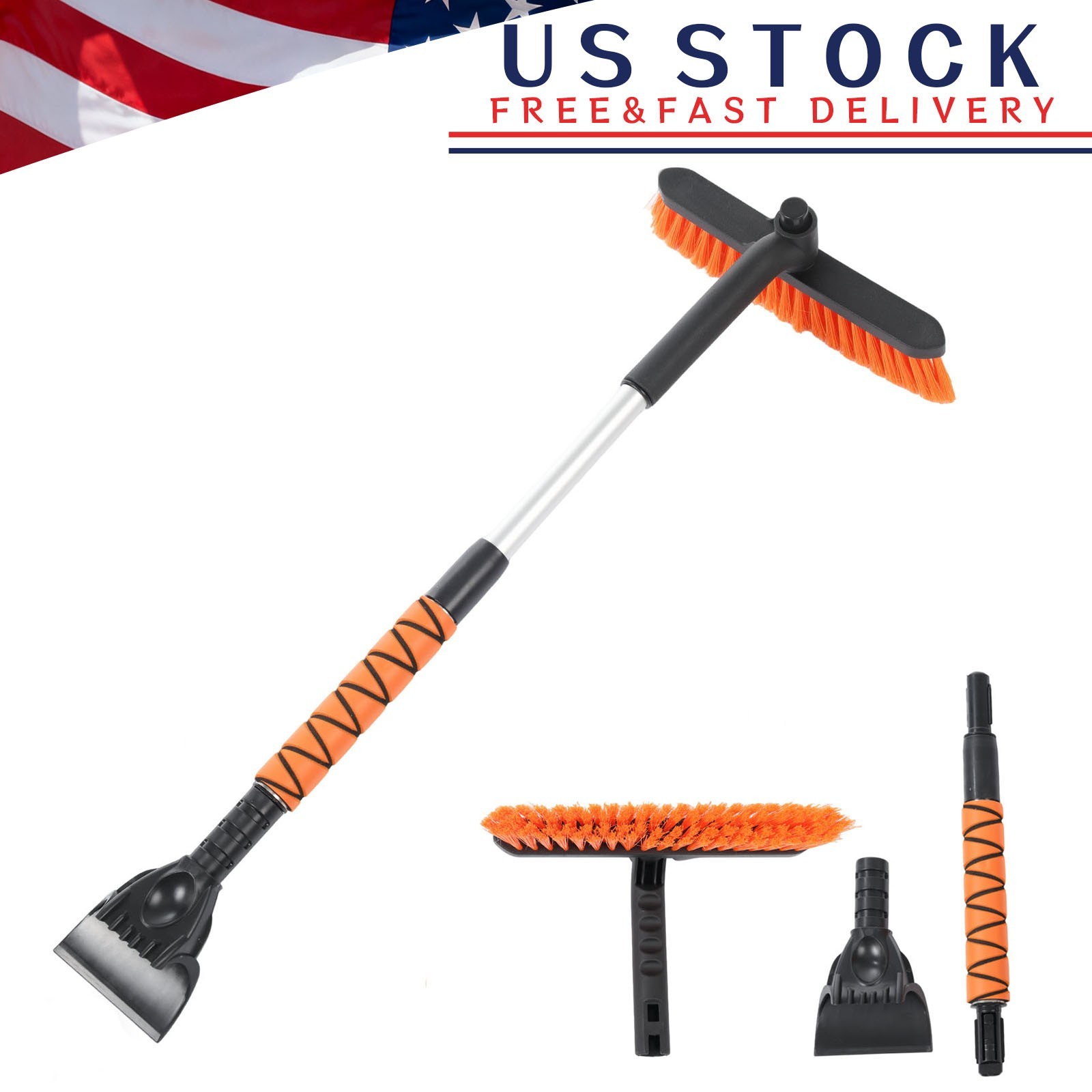 VortecSys 2-in-1 Snow Removal Tool with Telescopic and 360° Rotating Features