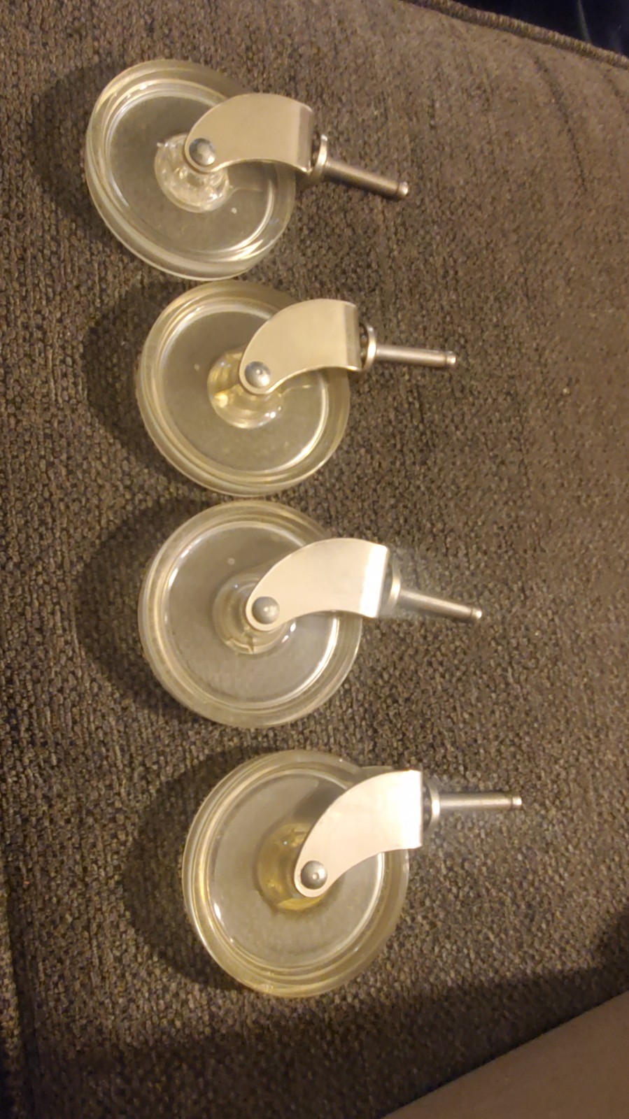 Vintage 3" MCM Clear Caster Wheels - Set of 4