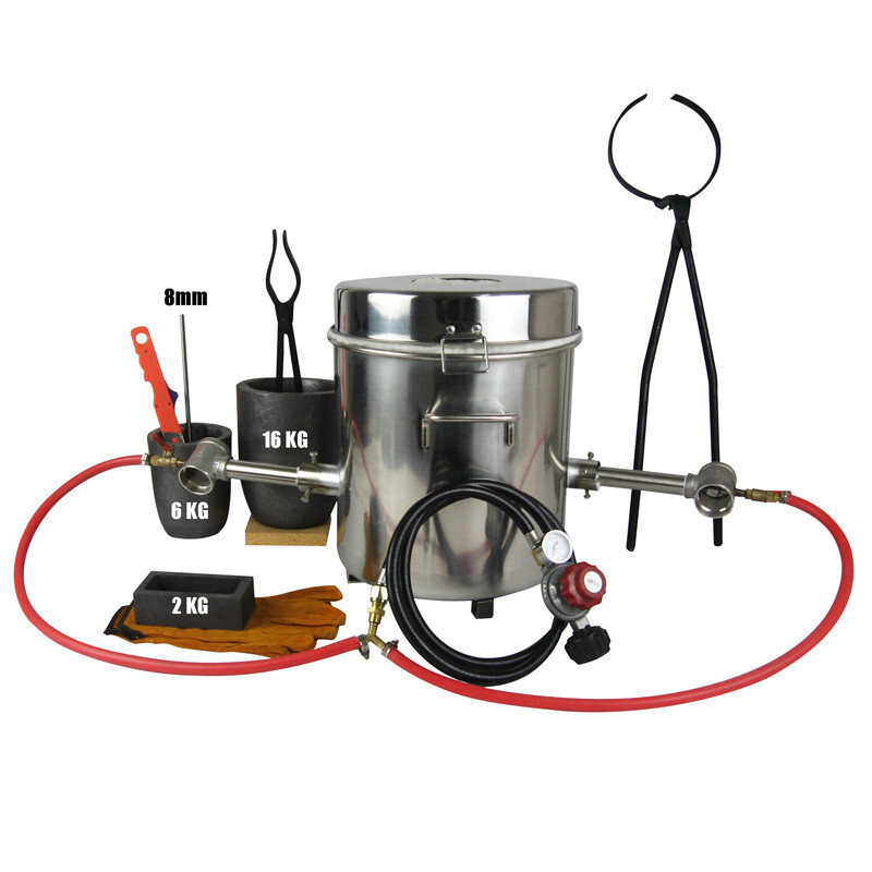 16KG Large Gas Metal Melting Furnace Smelting Kit with 2 Crucibles Casting Tools