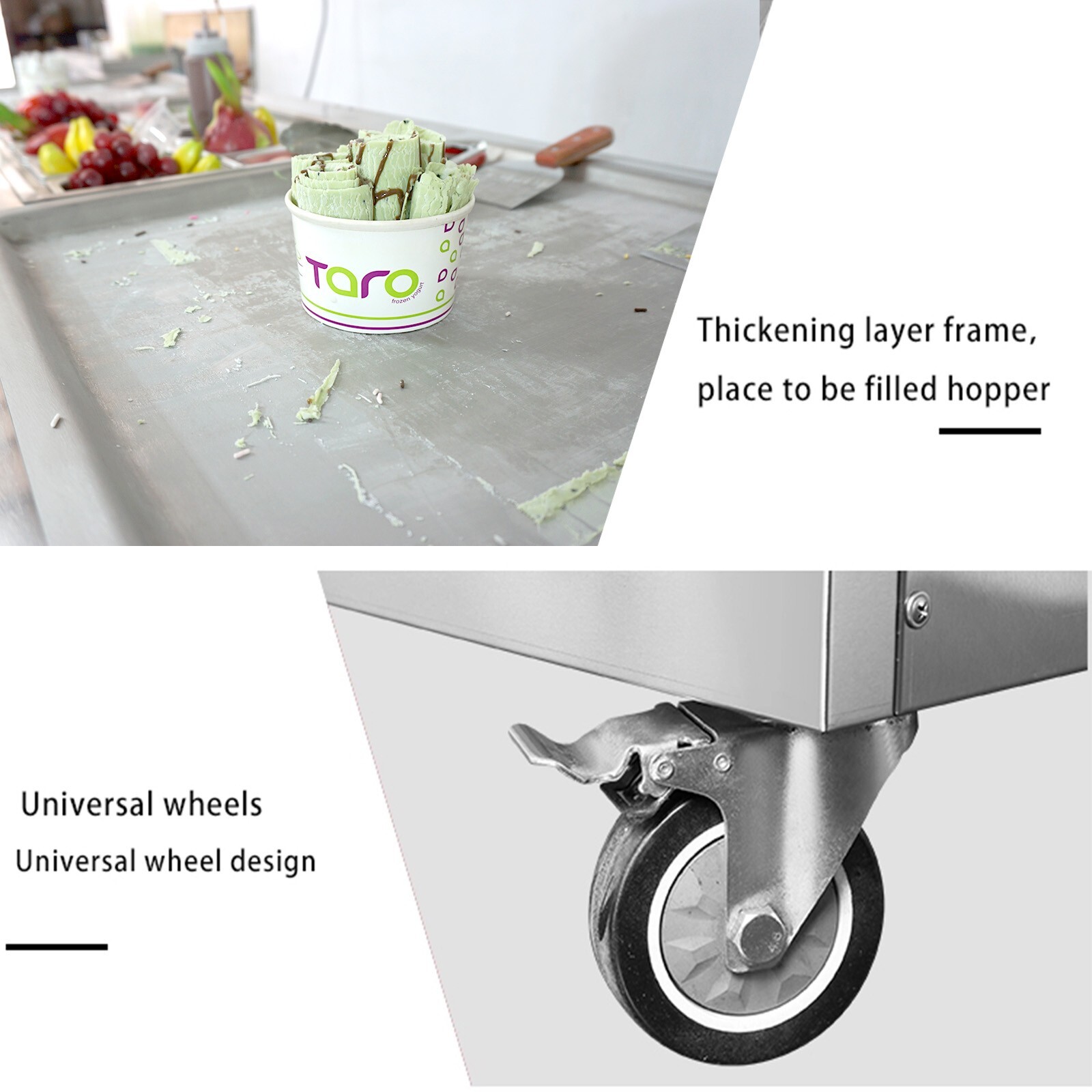 ETL Commercial double square pans roll ice cream machine fried ice cream maker