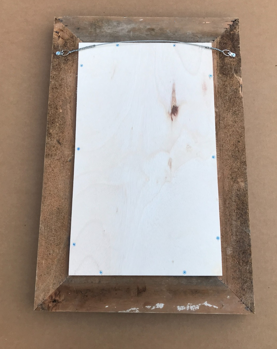 VTG Salvaged 18x27 Shabby Blue 2-Piece Wood 11x20 Mirror Chic Old 1617-25B