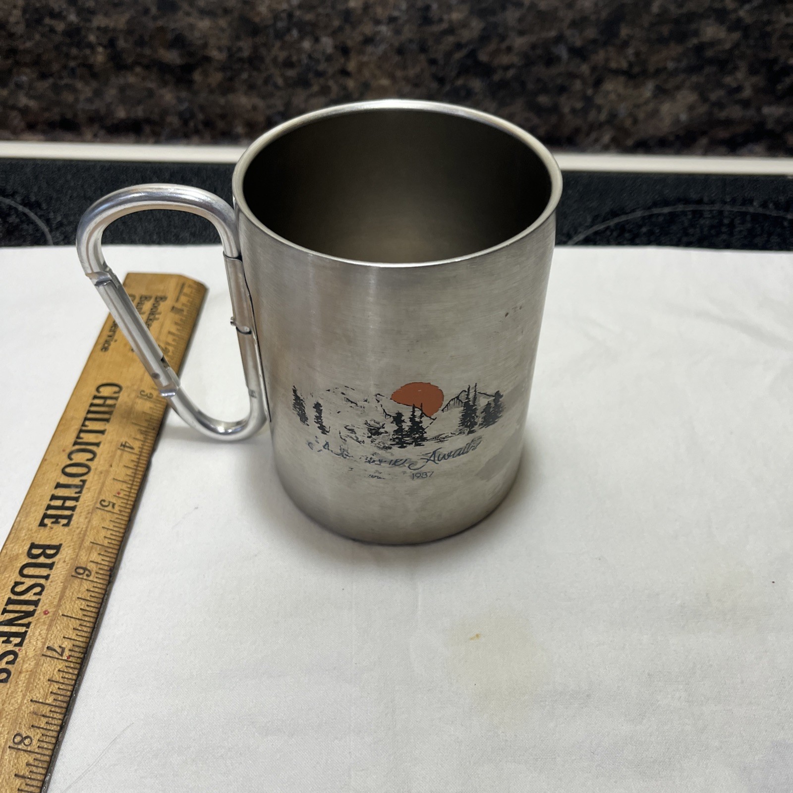 Ozark Trail Camping Hiking Carabiner Handle 17 oz Stainless Steel Mug free ship