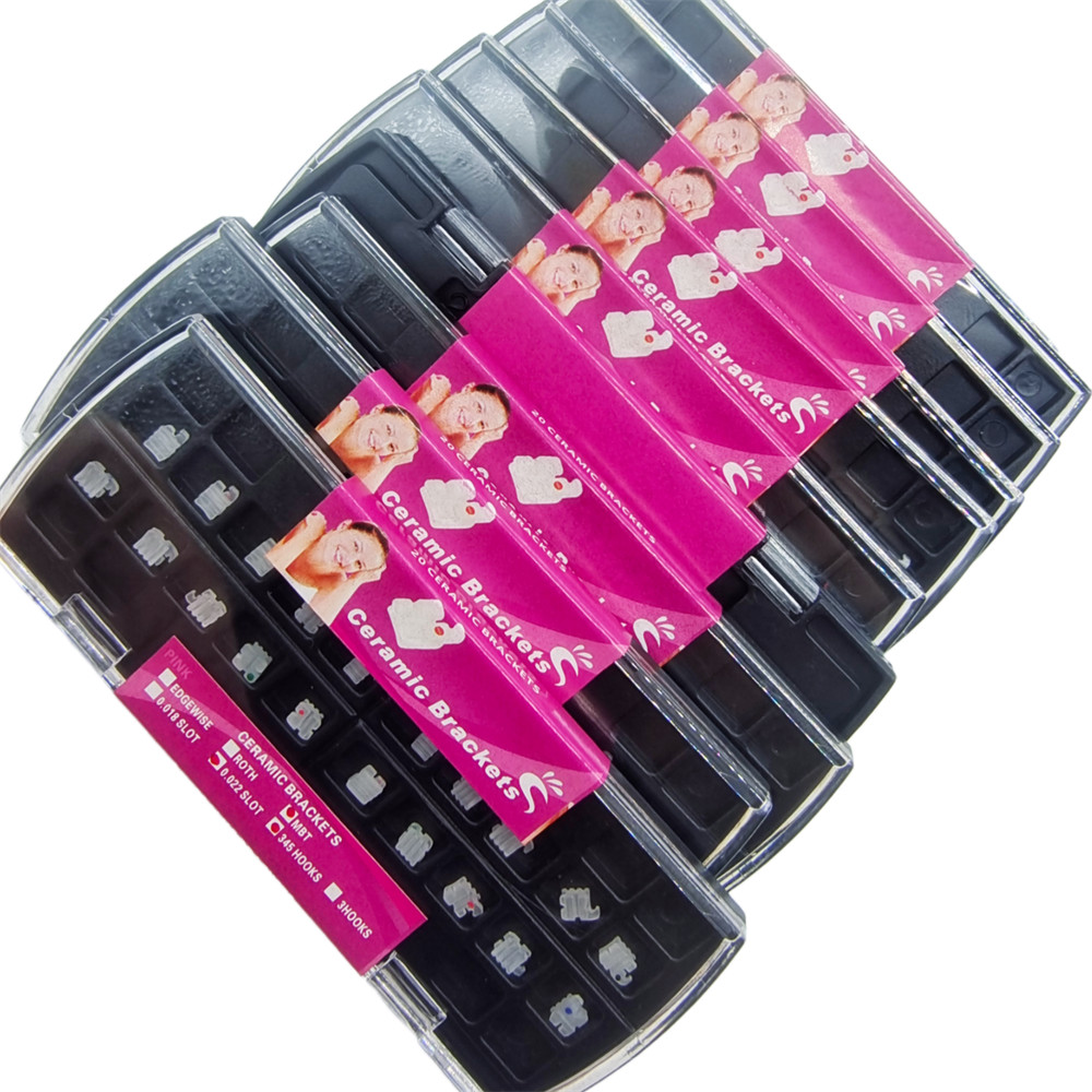 Dental Ortho Brackets Braces Ceramic MBT Slot 0.022 5*5 3 4 5 Hook Orthodontics