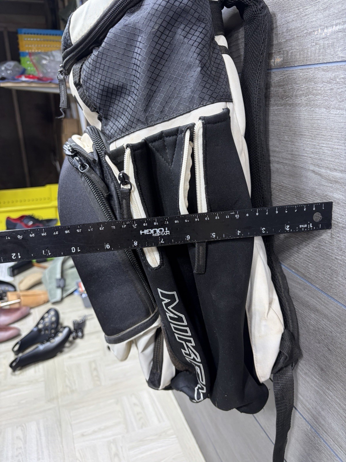 Miken MK7X Baseball Backpack Softball 4 Bat Sleeves Black White Slow pitch Large