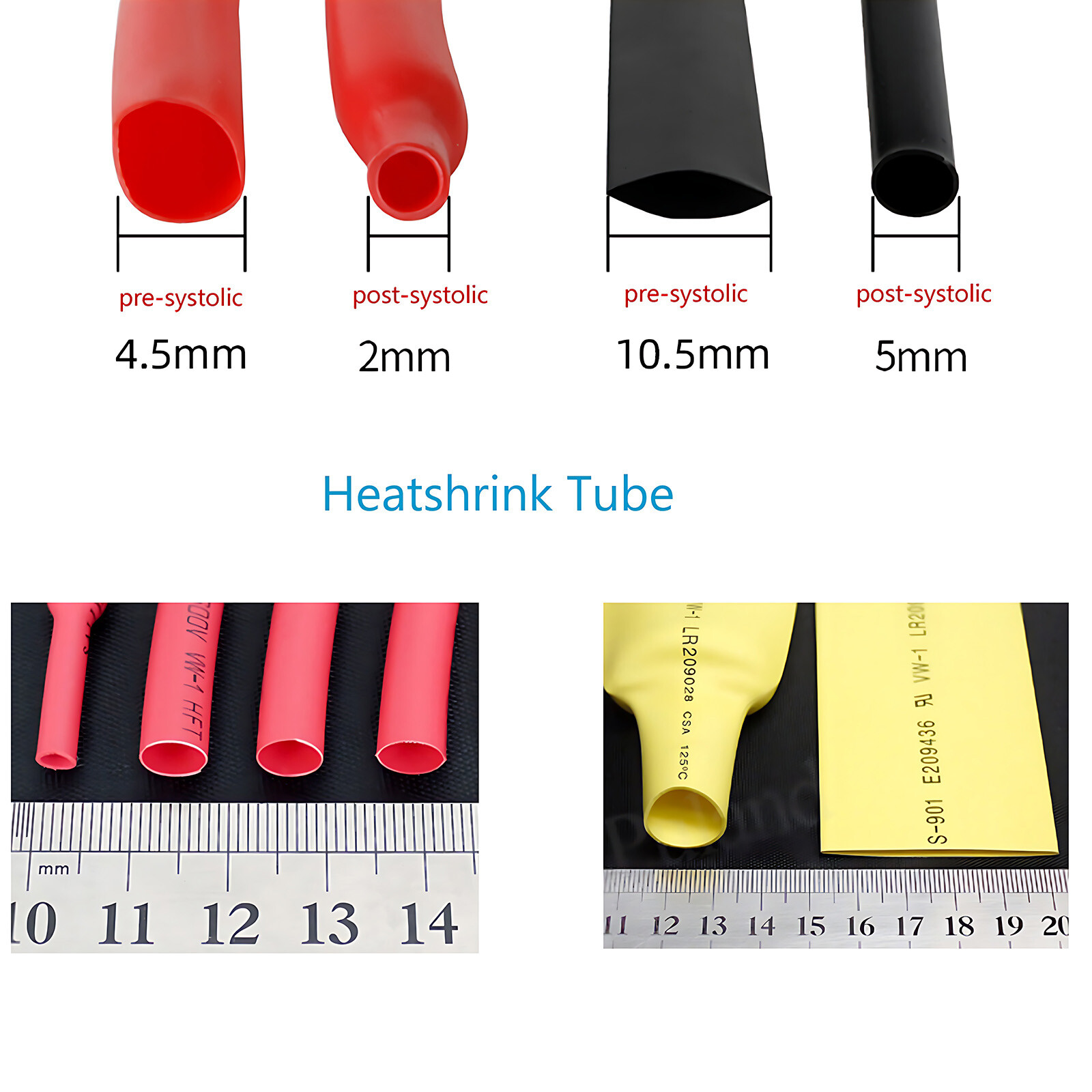 2:1 HEAT SHRINK TUBING ELECTRICAL SLEEVING CABLE HEATSHRINK TUBE DIA 1MM-210MM