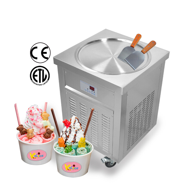 Kolice 22'' Single Pan Fried Ice Cream Machine Rolled Ice Cream Machine-ETL CE