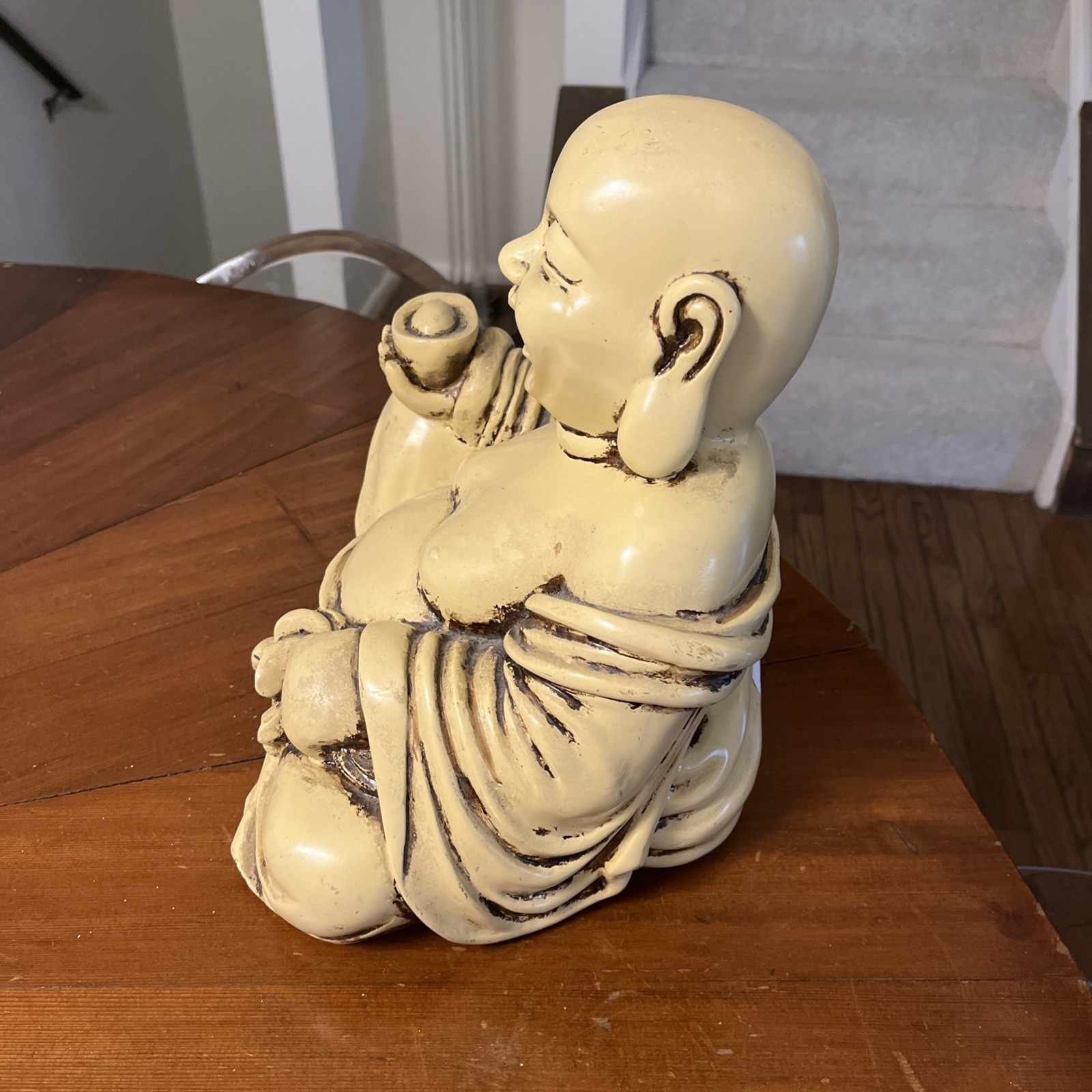Vintage Laughing Buddha Happy Lucky Statue Large Resin MCM