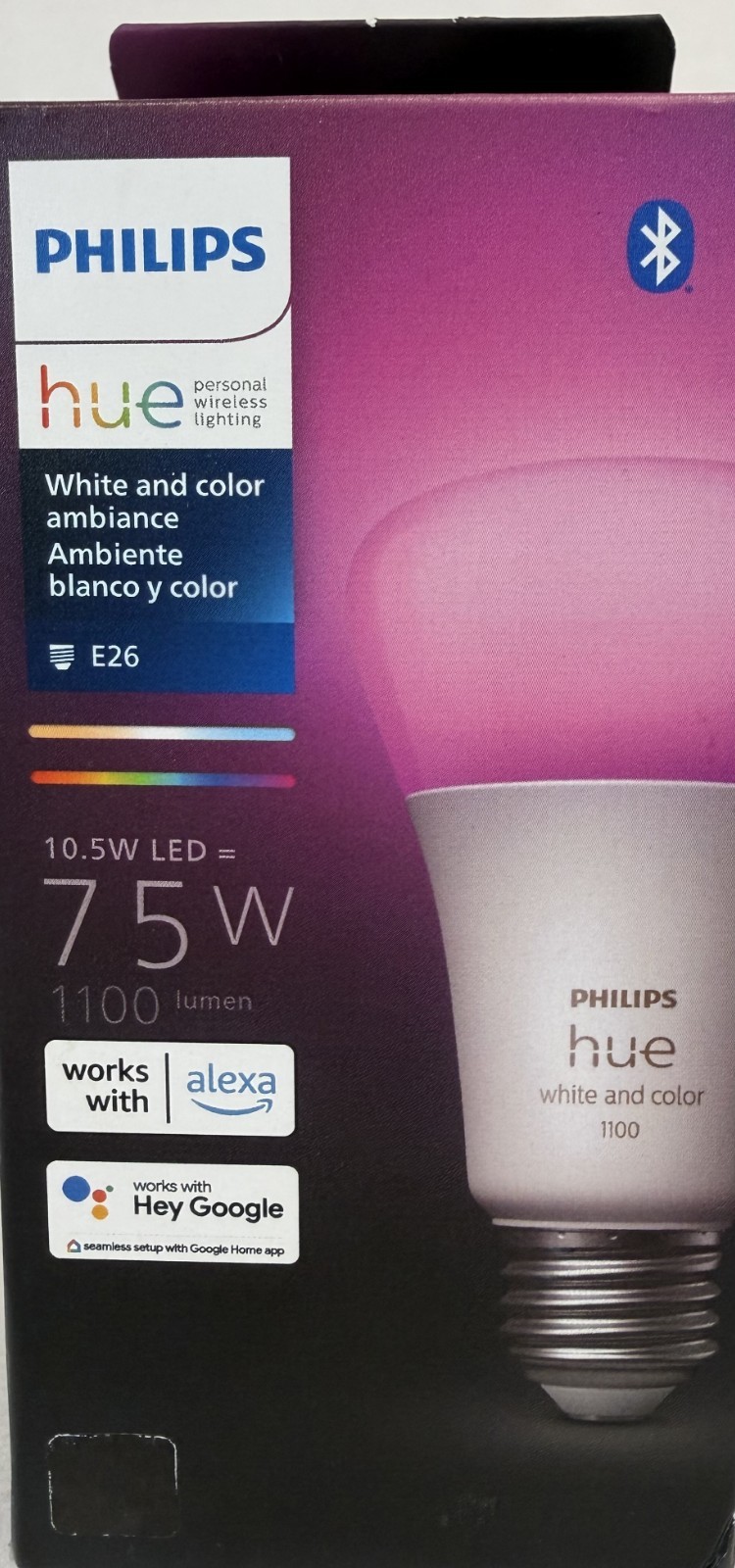 Philips Hue 75W LED Smart Color-Changing Lightbulb- A19 - E26  -FREE S/H