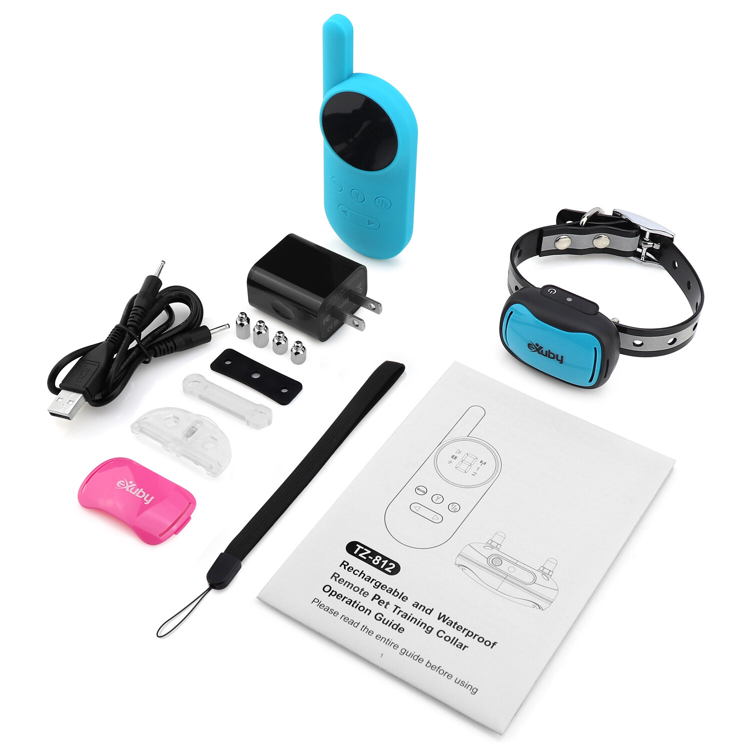 eXuby - Cat Shock Collar w/Remote - Sound, Vibrate & Shock Mode - Teal Remote