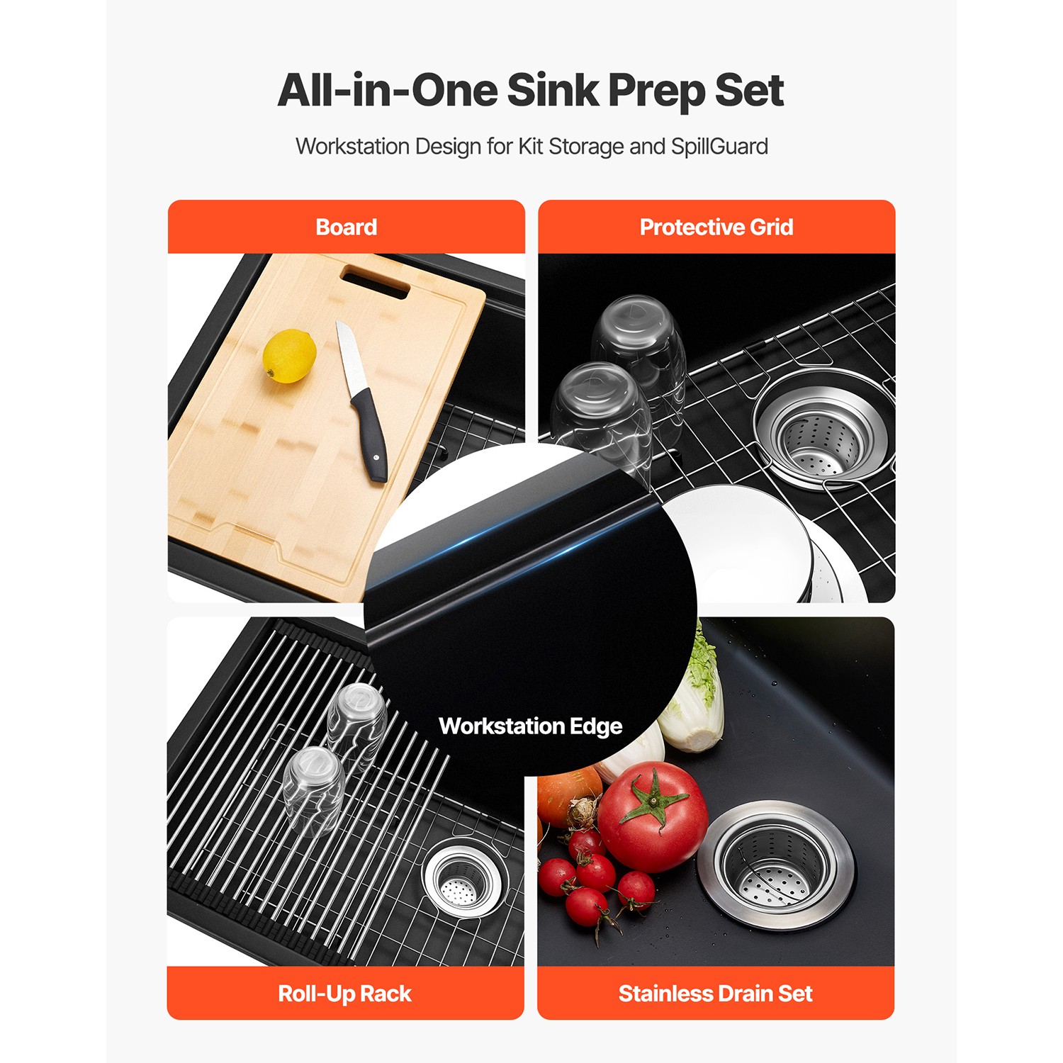 33 inch Granite Kitchen Sink Undermount Single Bowl Drop-In Basin for RV Bar