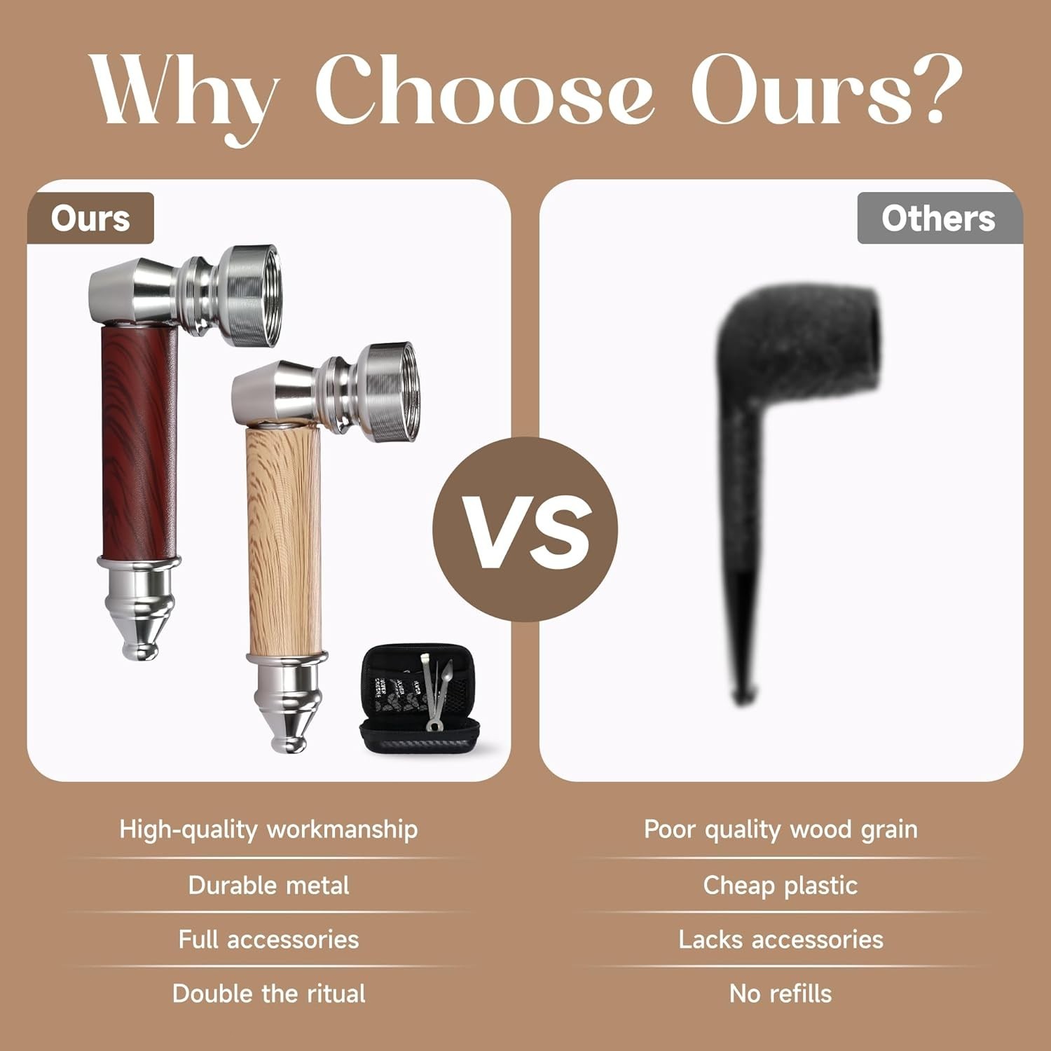 3PCS Metal Smoking Pipe w/Lid Tobacco Pipe Metal Hand Pipe Mini Metal Pipe US