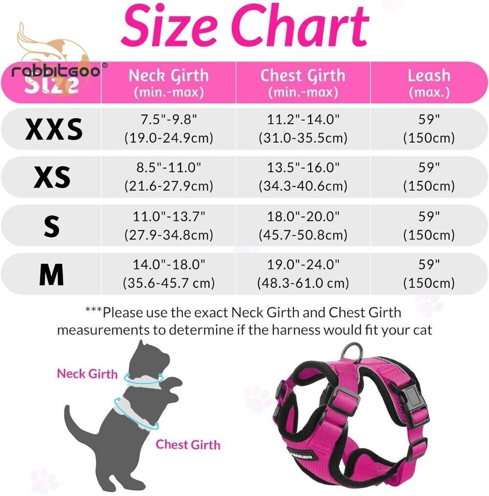 rabbitgoo Cat Harness & Leash Escape Proof Adjustable Vest Reflective Breathable