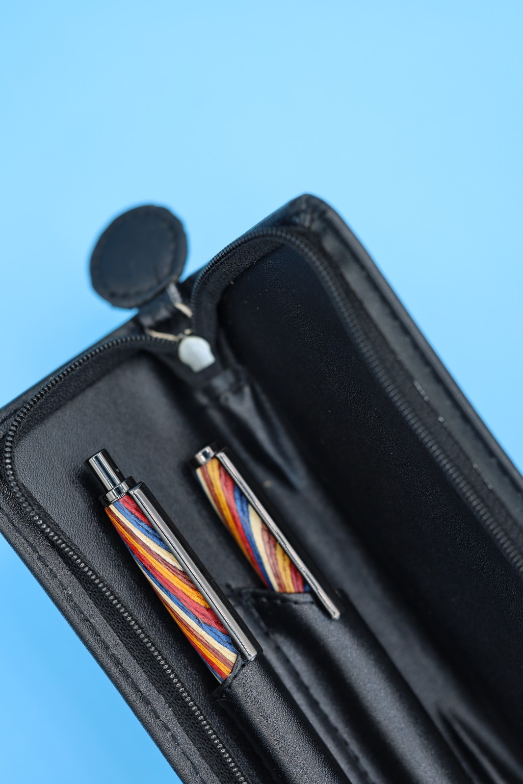 Handcrafted Slimline Pen & Pencil Set in Gun Metal, Color Grain Wood & Zip Case