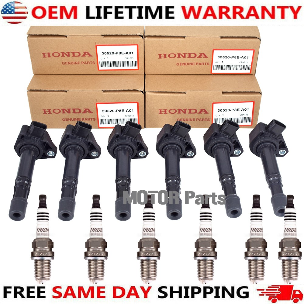 6pcs OEM Ignition Coil and Iridium Spark Plug Kit For 2001-20 Honda Odyssey 3.5L