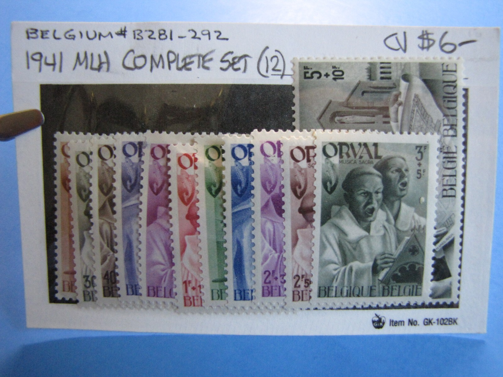 BELGIUM 1941 SC# B281-B292 COMPLETE MLH SET - RESTORATION OF ABBEY AT ORVAL