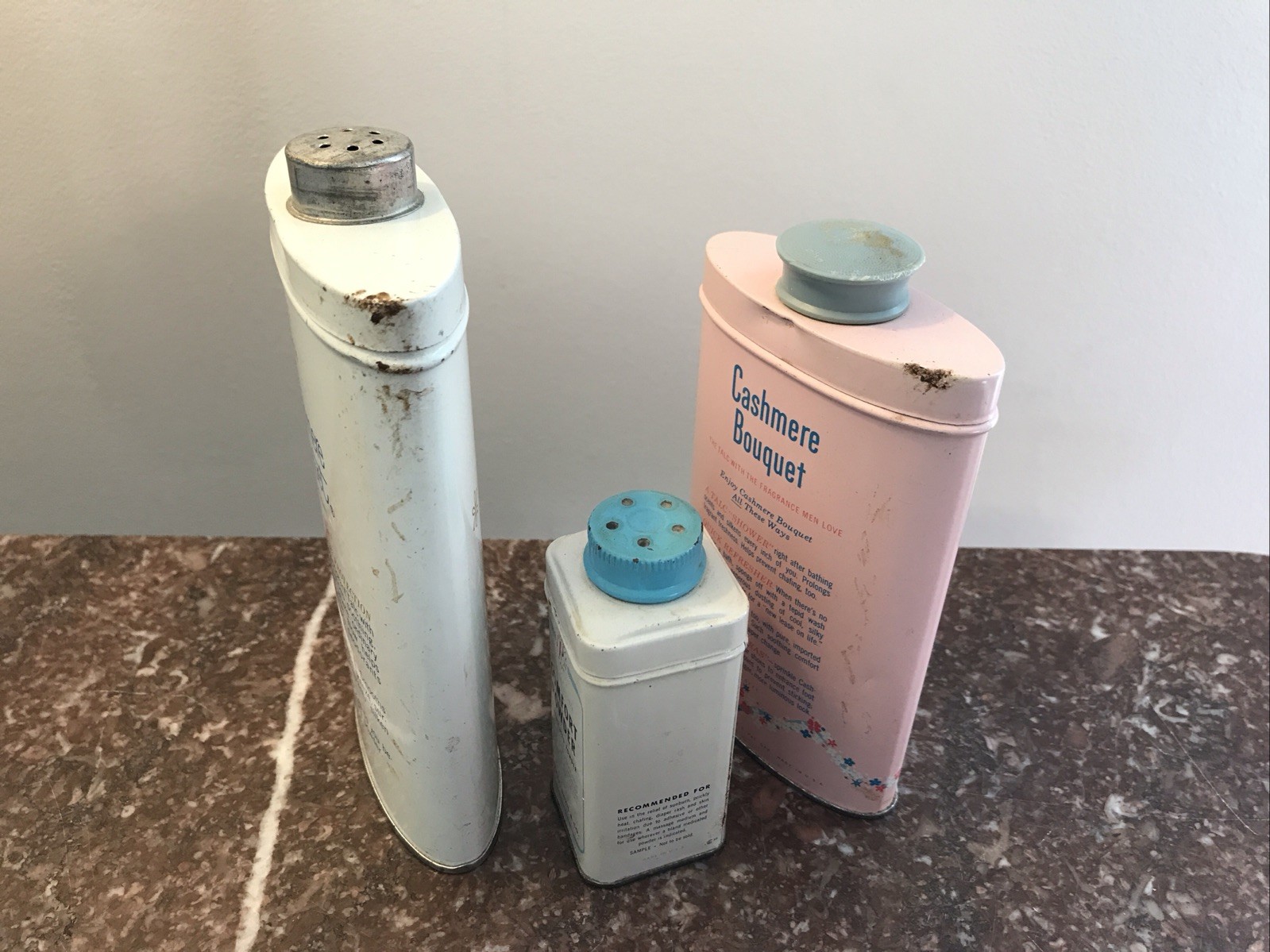 Vintage Talcum Powder Tin Lot X 3 Cashmere Bouquet Deoderant Talc