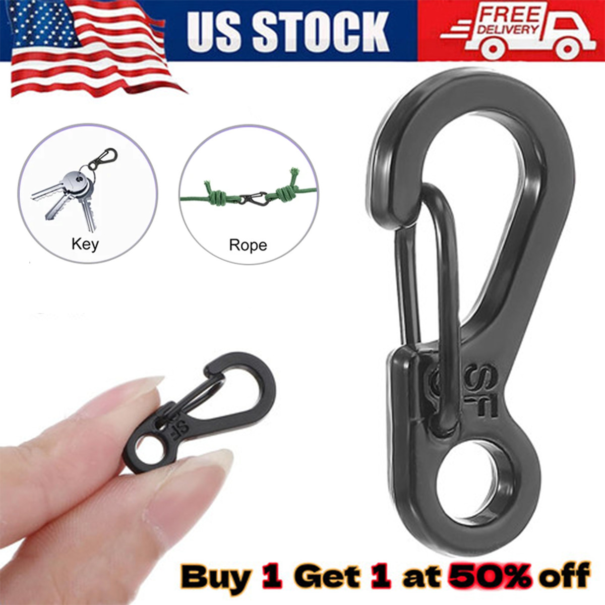 80 Pcs Mini Heavy Carabiner Snap Hook Clip Aluminum Outdoor Camping KeyChain US