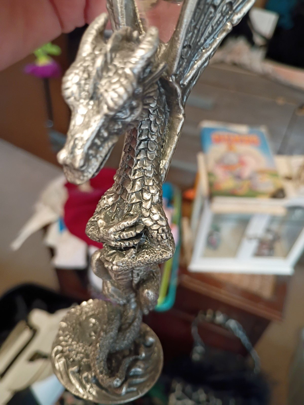 Pewter Dragon Wine Champagne Glass Goblet 8 Tall New In Box Vintage 90s Y2k