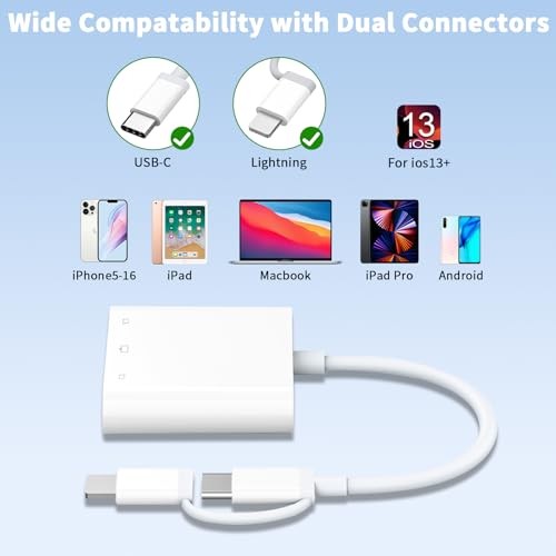 Lightning and USB C SD Card Reader for iPhone iPad Mac Android Phone Laptop, 3