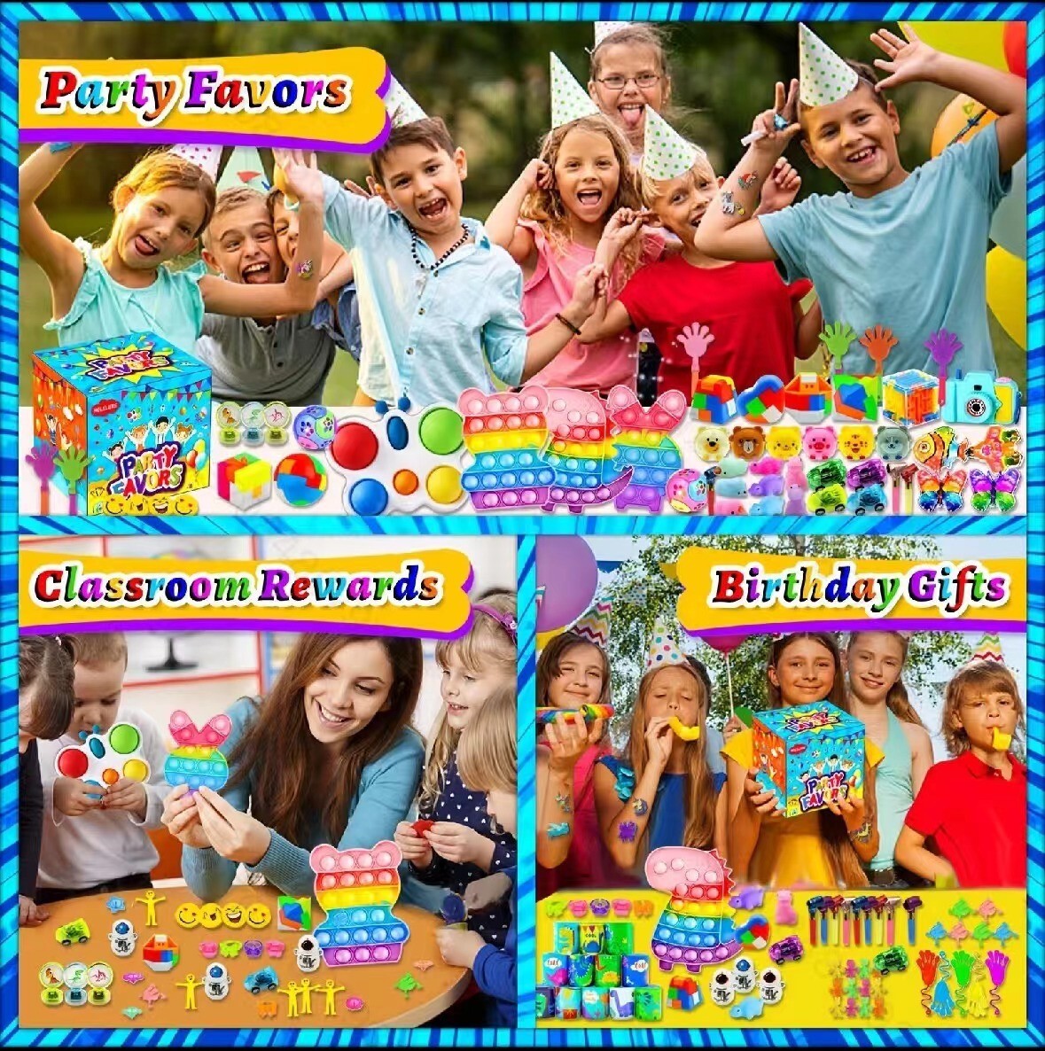 Mega Fidget Toy Assortment 206 Pcs Sensory Toys Party Favors