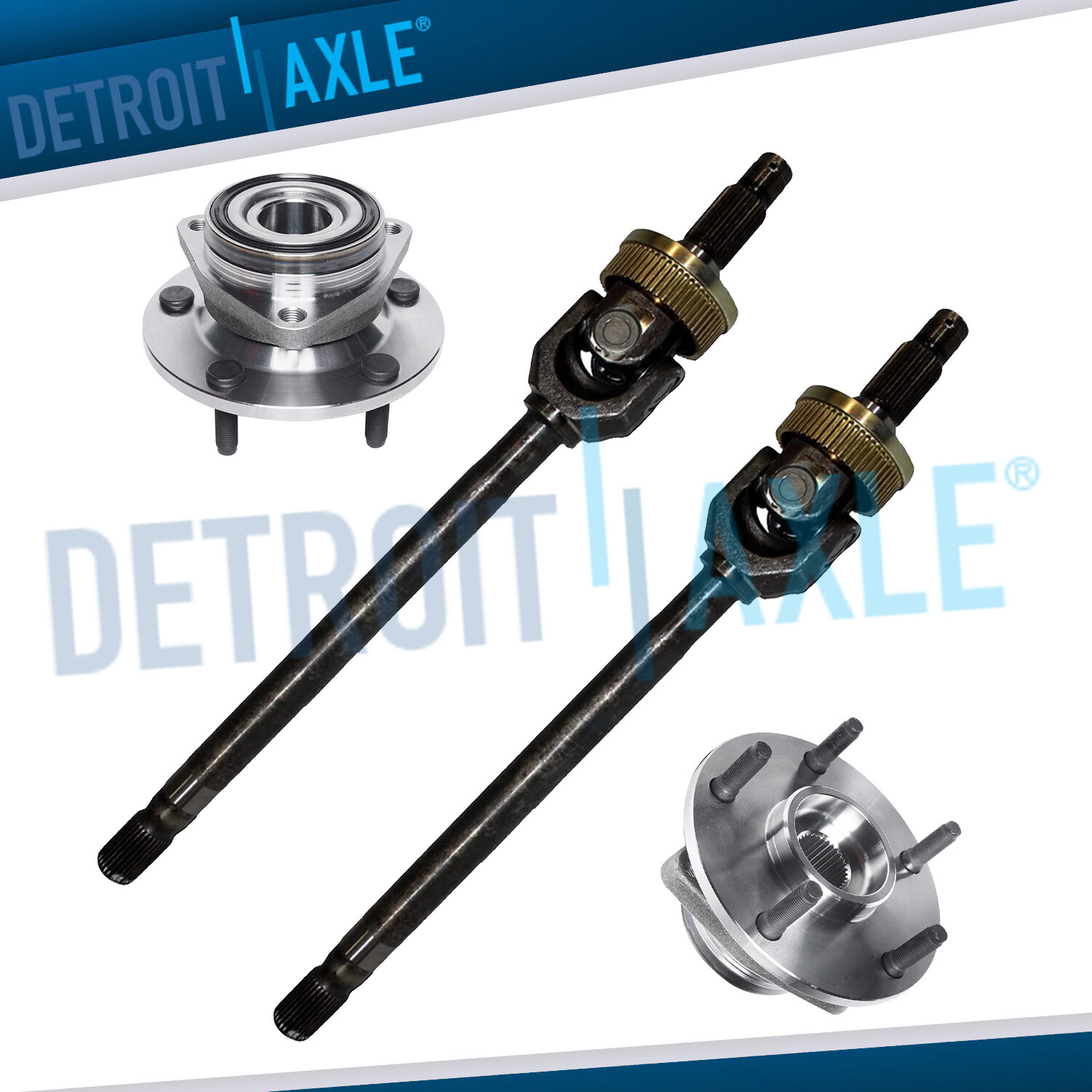 4WD Pair Front U-Joint CV Axles & Wheel Bearing Hubs for 94-99 Dodge Ram 1500