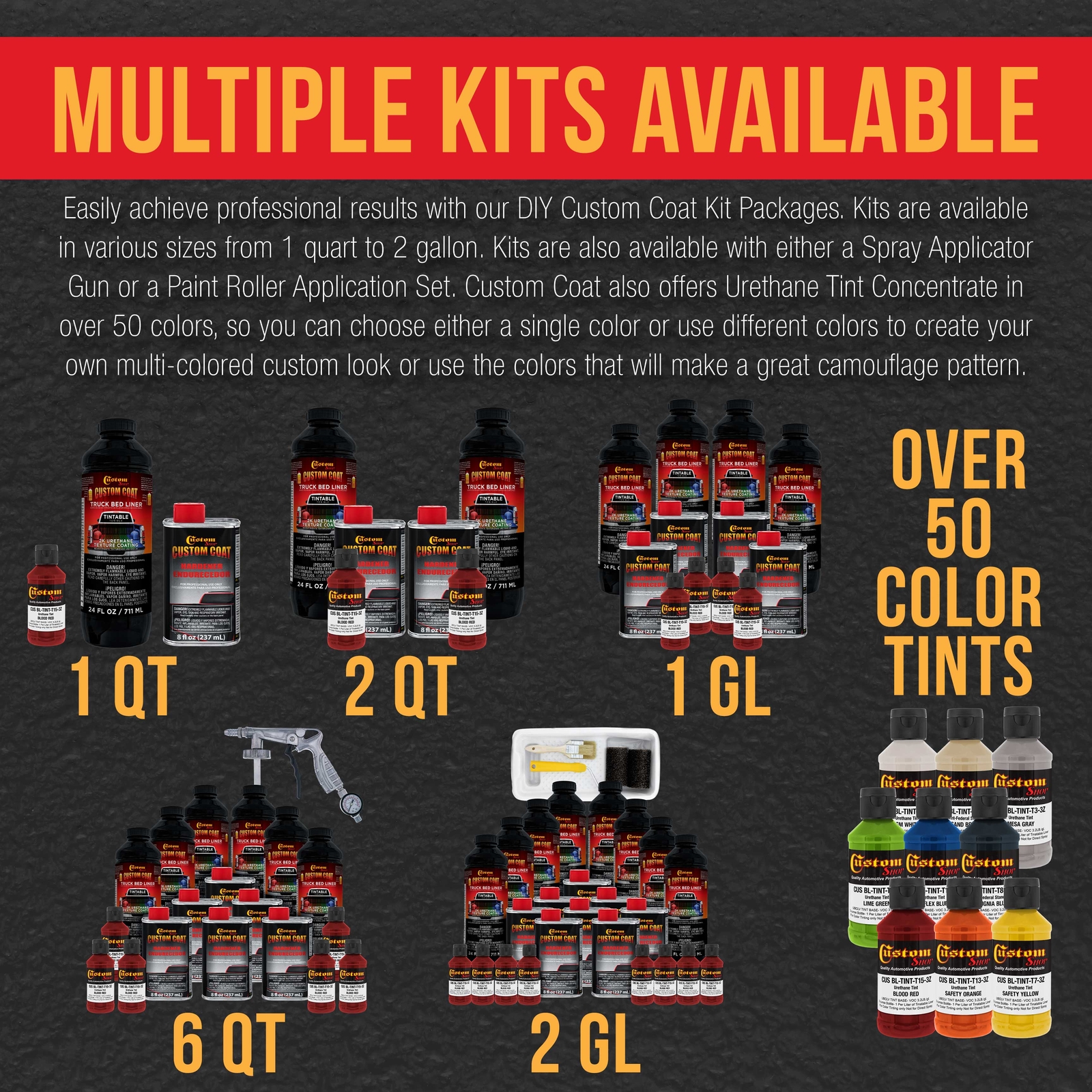 Custom Coat Blood Red 2 Gal Urethane Spray-On Truck Bed Liner Kit with Spray Gun