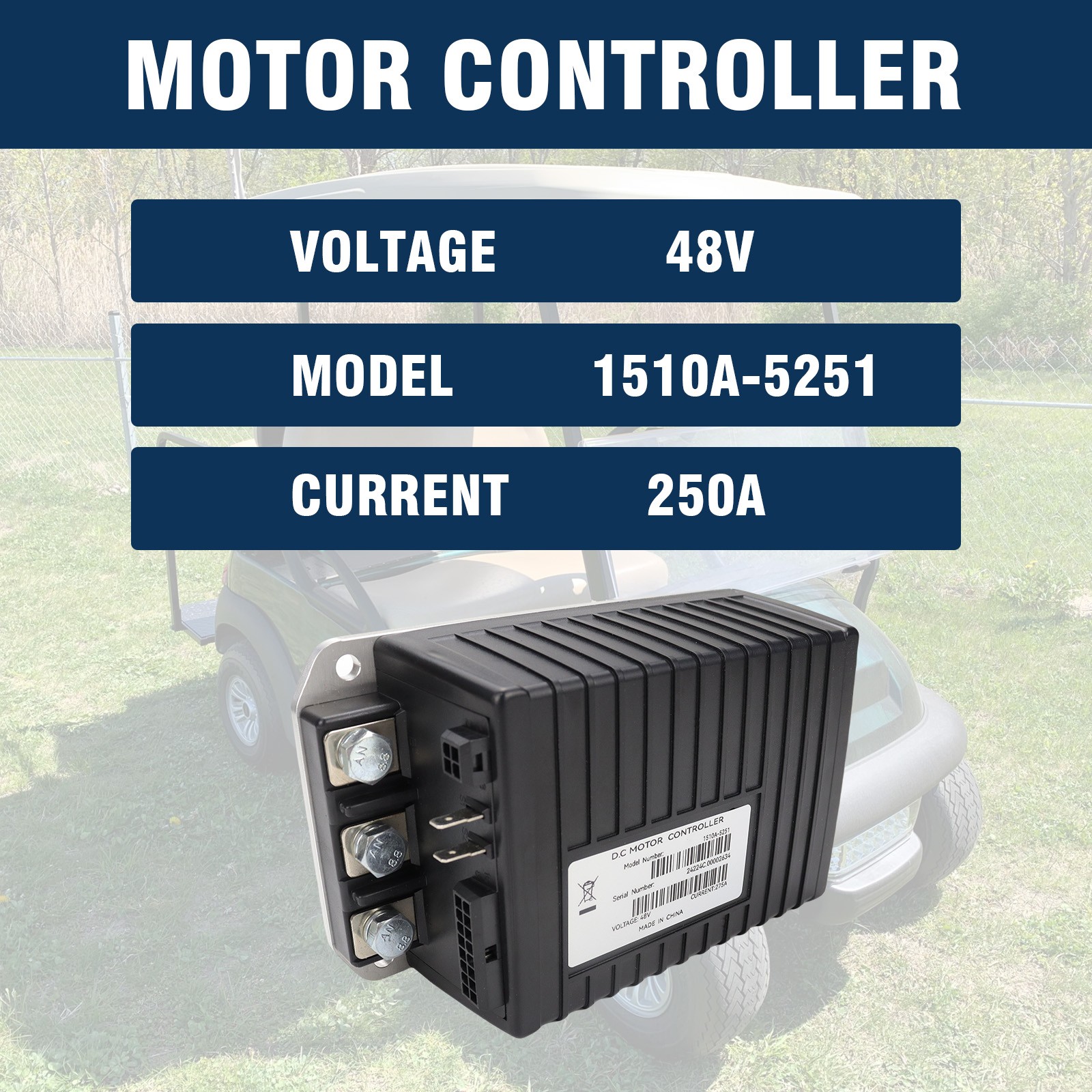 48V 250A DC Motor Speed Controller Compatible with Curtis Club Car Golf Cart