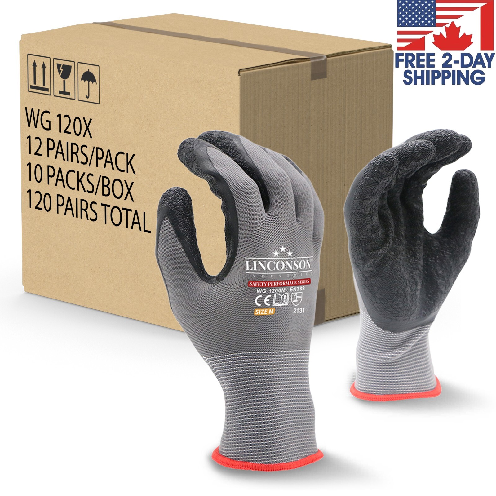 Linconson 12 Pack Safety Performance Series Construction Mechanics Wrinkle Latex