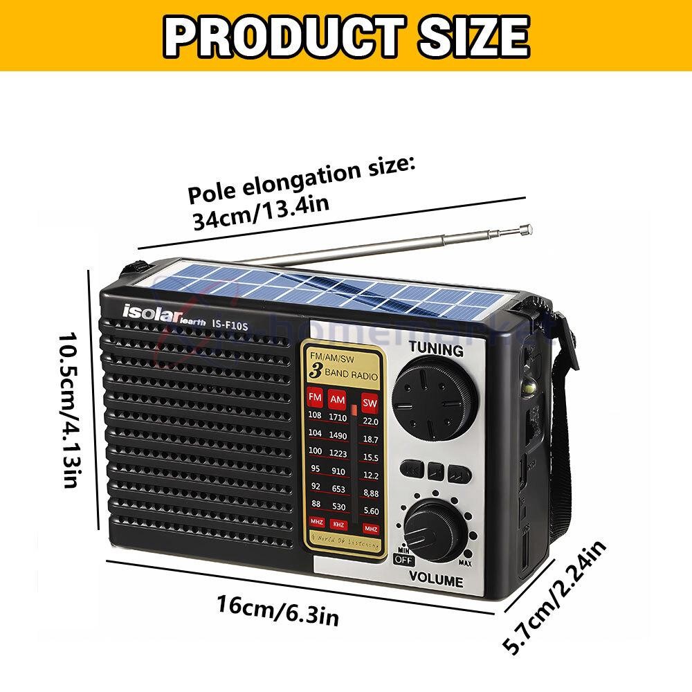 Portable Solar Radio FM/AM SW Digital Bluetooth Speaker MP3 Player Rechargeable